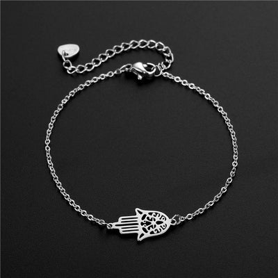 Lucky Turkish Stainless Steel Hand Hamsa Adjustable