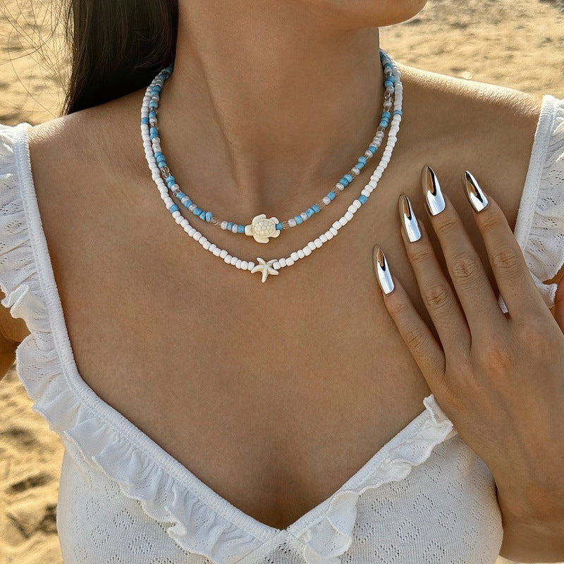 Personality Color Bead Necklace Suit Women