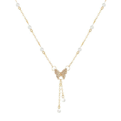 Fashion Personality Women Butterfly Pearl All-match Necklace