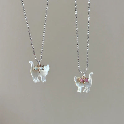 Fashion Jewelry Cute Transparent Cat Rhinestone Pendant Necklace Silver Plated Chain Women Girls Fashion Collar Necklace Party Gift