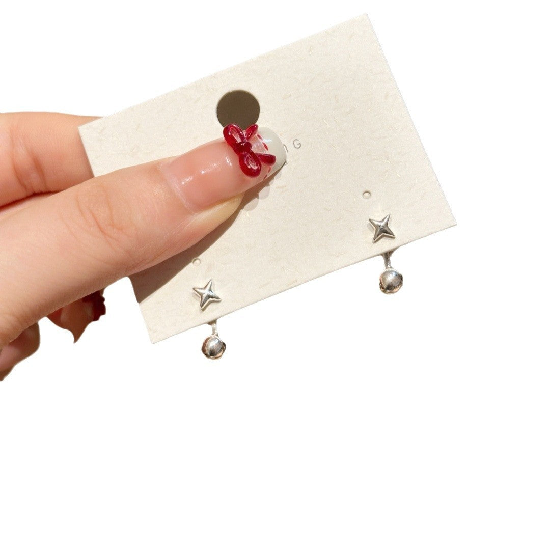 Back-mounted Round Beads Four Eight-pointed Stars Stud