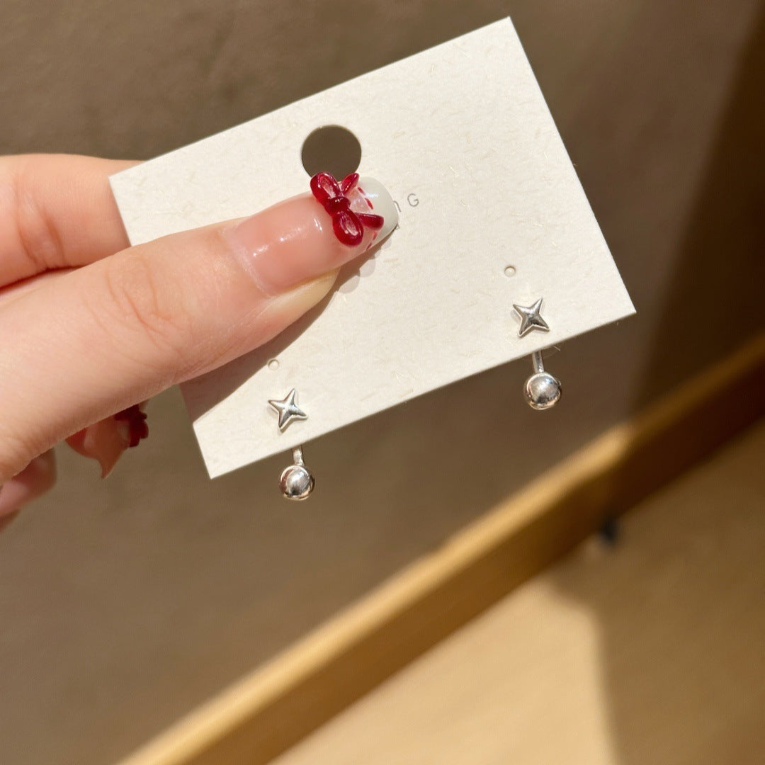 Back-mounted Round Beads Four Eight-pointed Stars Stud