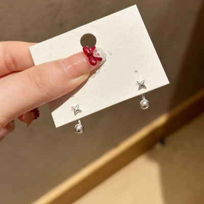 Back-mounted Round Beads Four Eight-pointed Stars Stud